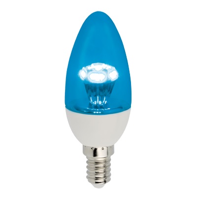 Лампа светодиодная Ecola Color С37 Свеча CL Е14 220В 3Вт Синяя 36х98мм фото Лампа светодиодная Ecola Color С37 Свеча CL Е14 220В 3Вт Синяя 36х98мм картинка